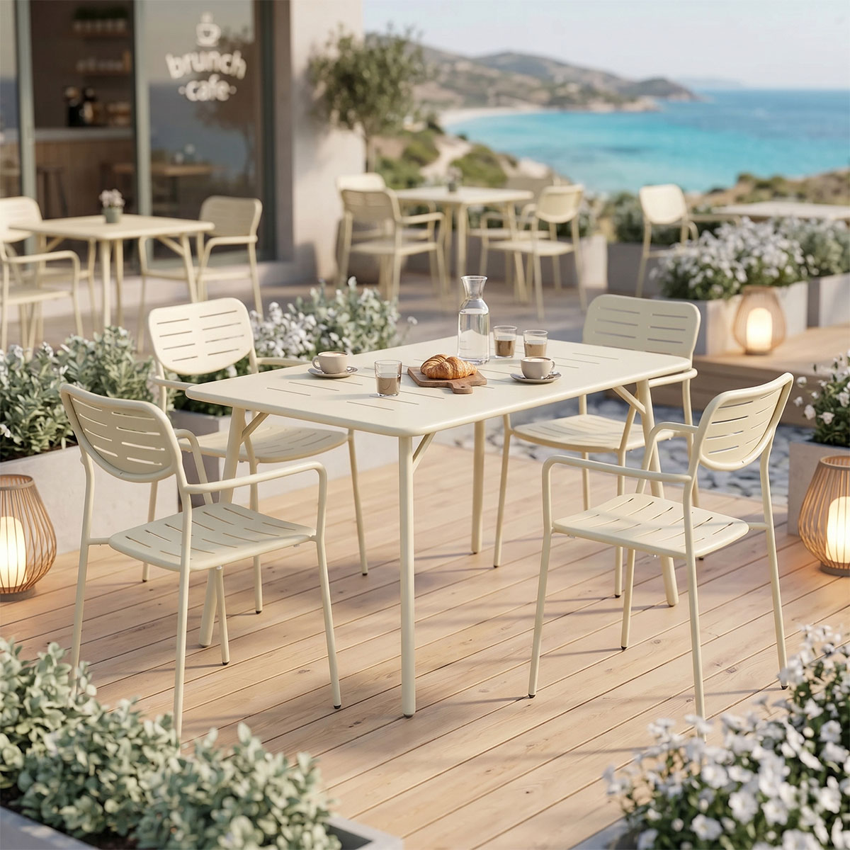 Τραπεζαρία Moraja Deraby pakoworld σετ 5τεμ κρεμ μέταλλο 140x80x72εκ Τραπεζαρία Moraja Deraby σετ 5τεμ κρεμ μέταλλο 140x80x72εκ - Image 1