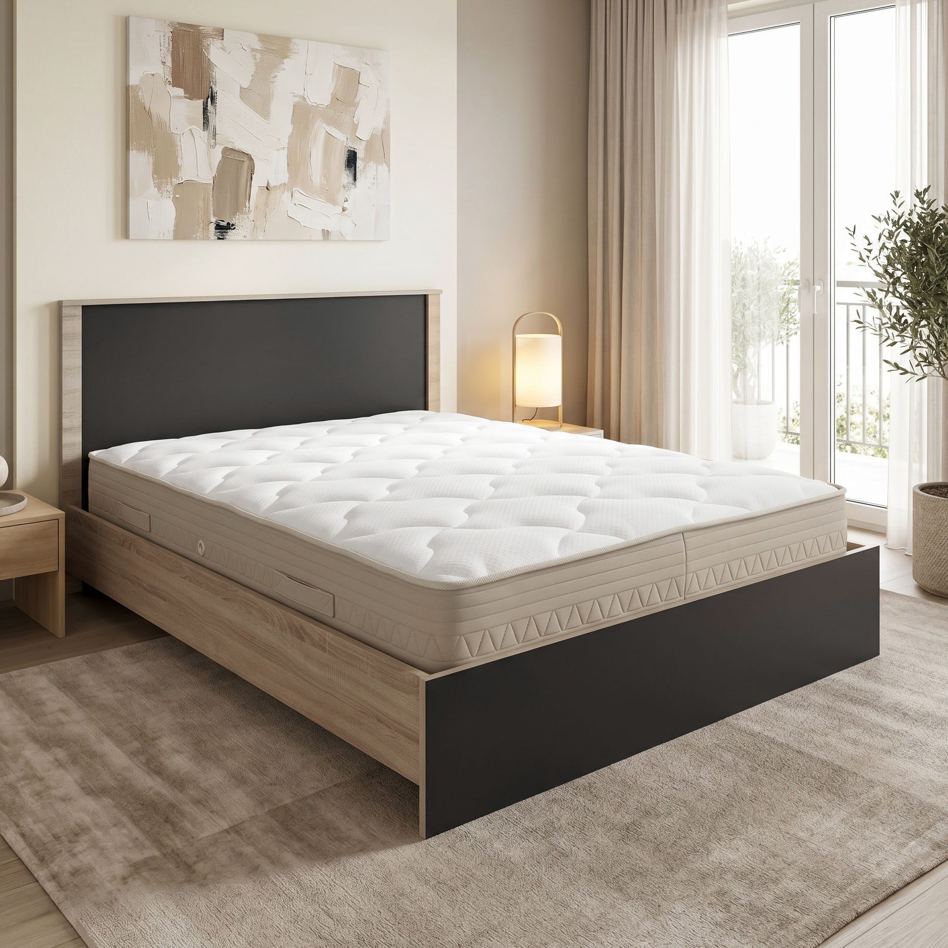Κρεβάτι με στρώμα Athos Sleepy pakoworld sonoma ανθρακί 160x200εκ Κρεβάτι με στρώμα Athos Sleepy sonoma ανθρακί 160x200εκ - Image 1