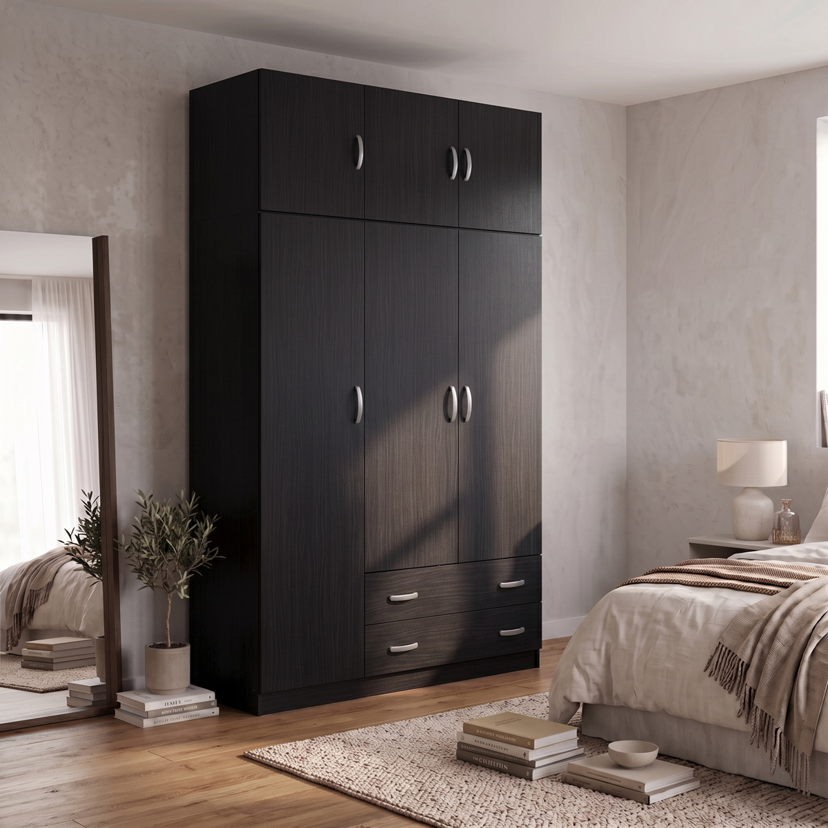 Ντουλάπα τρίφυλλη με πατάρι Alvia pakoworld wenge 150x51x240εκ Ντουλάπα τρίφυλλη με πατάρι Alvia wenge 150x51x240εκ - Image 1