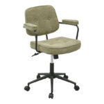 Καρέκλα γραφείου Leberta χακί ύφασμα 64x63,5x86-96εκ