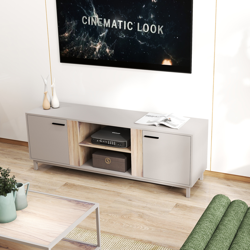 Έπιπλο τηλεόρασης Polenio pakoworld taupe με φυσικό 150x40x53εκ Έπιπλο τηλεόρασης Polenio taupe με φυσικό 150x40x53εκ - Image 1