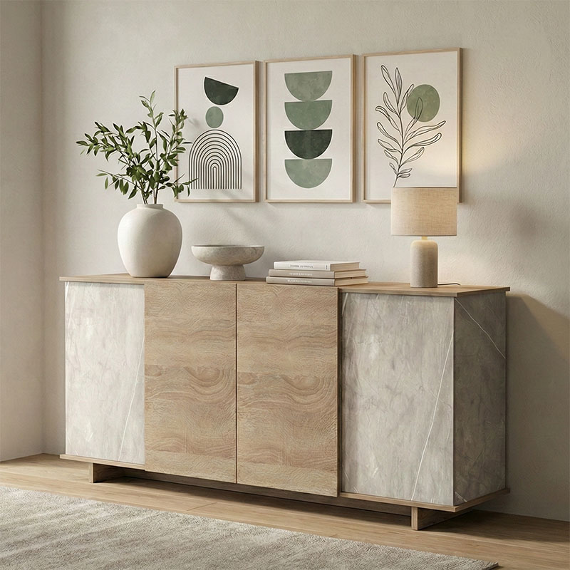 Μπουφές Zafore pakoworld sonoma - γκρι μπεζ όψη μαρμάρου 180x45x80εκ Μπουφές Zafore sonoma - γκρι μπεζ όψη μαρμάρου 180x45x80εκ - Image 1