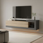 Έπιπλο τηλεόρασης επιτοίχιο Flato sonoma-ανθρακί 150x29.5x38.5εκ