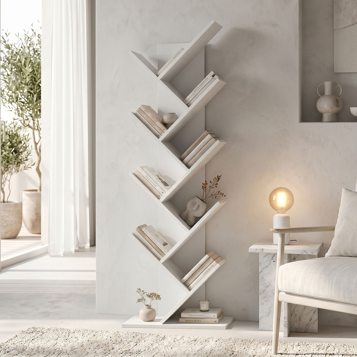 Βιβλιοθήκη Fyllo pakoworld λευκό 50x25x141.5εκ Βιβλιοθήκη Fyllo λευκό 50x25x141.5εκ - Image 1