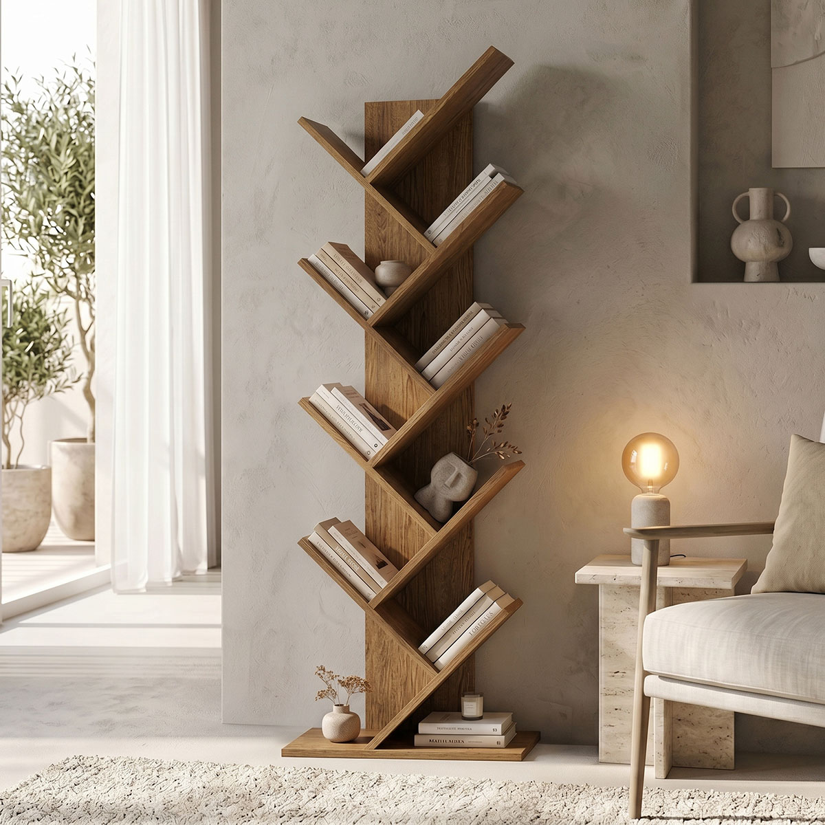 Βιβλιοθήκη Fyllo pakoworld καρυδί 50x25x141.5εκ Βιβλιοθήκη Fyllo καρυδί 50x25x141.5εκ - Image 1