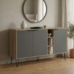 Μπουφές Balain sonoma-ανθρακί 142x35.5x83εκ
