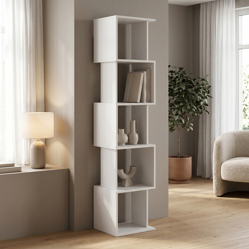 Βιβλιοθήκη Cubik pakoworld λευκό 35x30x161εκ Βιβλιοθήκη Cubik λευκό 35x30x161εκ - Image 1