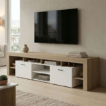 Έπιπλο τηλεόρασης Liner sonoma-λευκό 210x40x50εκ