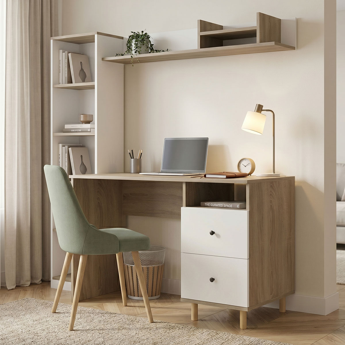 Σύνθεση γραφείου Kontor pakoworld sonoma-λευκό 160x50x158,2εκ Σύνθεση γραφείου Kontor sonoma-λευκό 160x50x158,2εκ - Image 1
