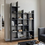 Βιβλιοθήκη Manco ανθρακί 122x25.5x188εκ