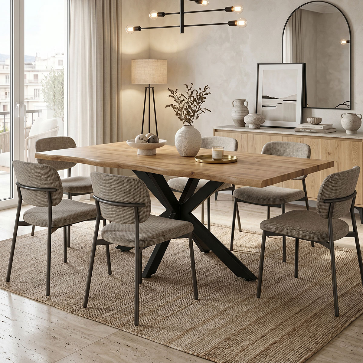 Tραπέζι Gilman pakoworld MDF sonoma-μαύρο 180x90x75εκ Tραπέζι Gilman MDF sonoma-μαύρο 180x90x75εκ - Image 1