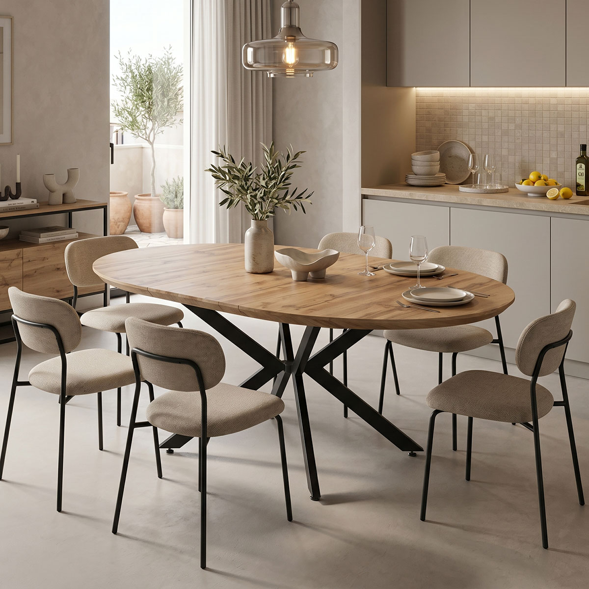 Τραπέζι επεκτεινόμενο Edina pakoworld mdf σε sonoma απόχρωση με μαύρα μεταλλικά πόδια 130-170x130x75εκ Τραπέζι επεκτεινόμενο Edina mdf σε sonoma απόχρωση με μαύρα μεταλλικά πόδια 130-170x130x75εκ - Image 1