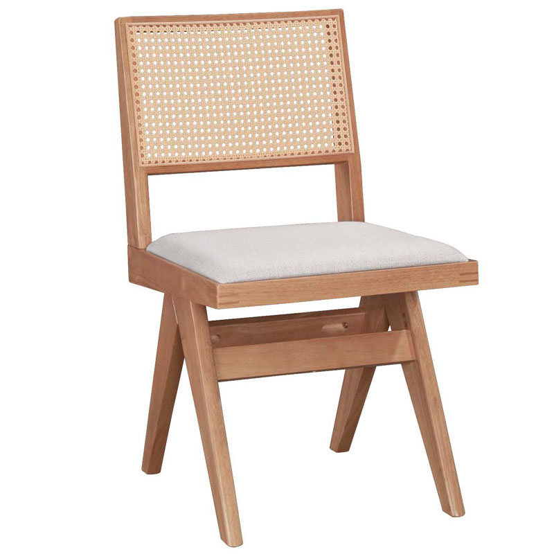 Καρέκλα Winslow pakoworld ξύλο rubberwood ανοικτό καρυδί-pvc rattan φυσικό-ύφασμα γκρι Καρέκλα Winslow ξύλο rubberwood ανοικτό καρυδί-pvc rattan φυσικό-ύφασμα γκρι - Image 1