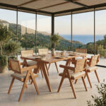 Τραπεζαρία Winslow Ι σετ 7τεμ ξύλο rubberwood ανοιχτό καρυδί 160x85x75εκ