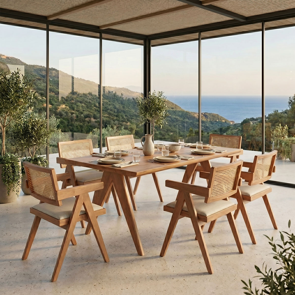 Τραπεζαρία Winslow Ι pakoworld σετ 7τεμ ξύλο rubberwood ανοιχτό καρυδί 160x85x75εκ Τραπεζαρία Winslow Ι σετ 7τεμ ξύλο rubberwood ανοιχτό καρυδί 160x85x75εκ - Image 1