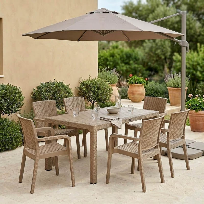 Τραπεζαρία Explore-Halcyon pakoworld σετ 7τεμ PP cappuccino 150x90x73,5εκ Τραπεζαρία Explore-Halcyon σετ 7τεμ PP cappuccino 150x90x73,5εκ - Image 1