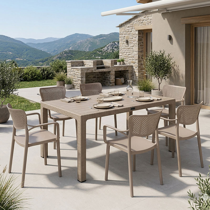 Τραπεζαρία Explore-Frontline pakoworld σετ 7τεμ PP cappuccino 150x90x73,5εκ. Τραπεζαρία Explore-Frontline σετ 7τεμ PP cappuccino 150x90x73,5εκ. - Image 1