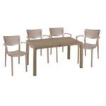 Τραπεζαρία Explore-Frontline σετ 5τεμ PP cappuccino 150x90x73,5εκ.