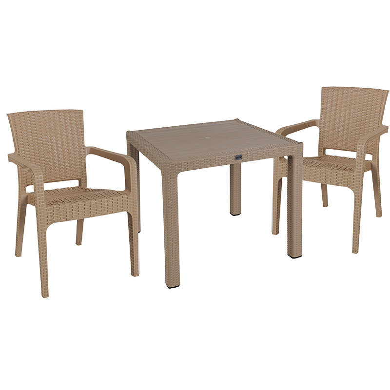 Τραπεζαρία Explore-Halcyon pakoworld σετ 3τεμ PP cappuccino 90x90x73,5εκ Τραπεζαρία Explore-Halcyon σετ 3τεμ PP cappuccino 90x90x73,5εκ - Image 1