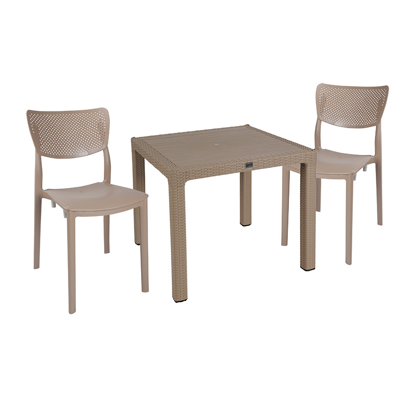 Τραπεζαρία Explore-Ignite pakoworld σετ 3τεμ PP cappuccino 90x90x73,5εκ Τραπεζαρία Explore-Ignite σετ 3τεμ PP cappuccino 90x90x73,5εκ - Image 1