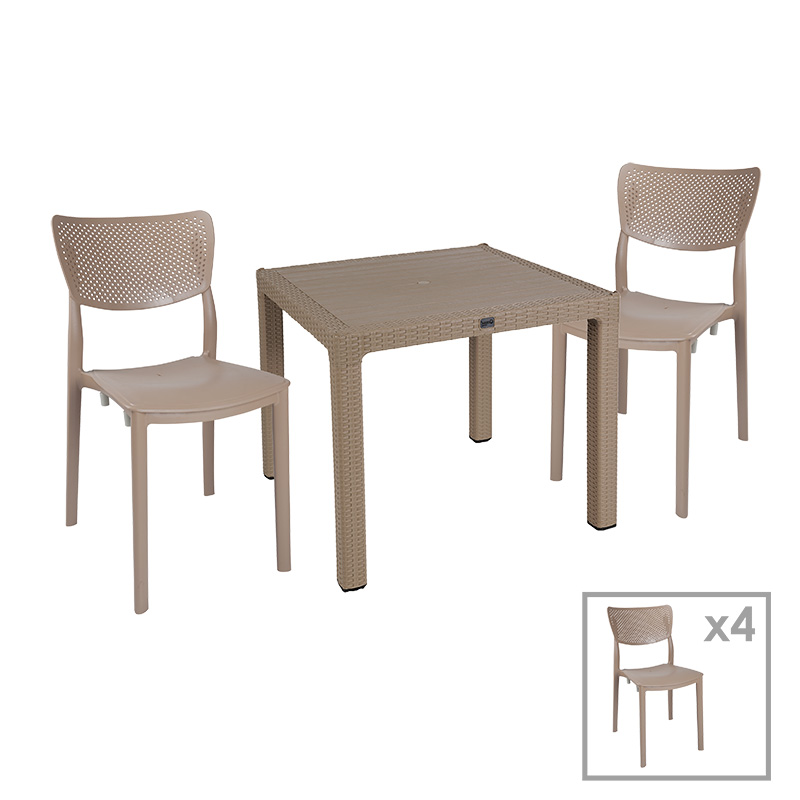 Τραπεζαρία Explore-Ignite pakoworld σετ 5τεμ PP cappuccino 90x90x73,5εκ Τραπεζαρία Explore-Ignite σετ 5τεμ PP cappuccino 90x90x73,5εκ - Image 1