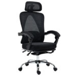Καρέκλα γραφείου διευθυντή με υποπόδιο Titan Premium Quality ύφασμα-mesh χρώμα μαύρο