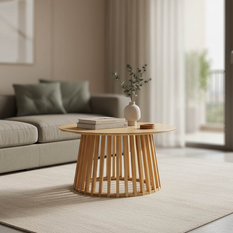 Τραπέζι σαλονιού Domonic pakoworld mdf/pw σε φυσική απόχρωση Φ80x45εκ Τραπέζι σαλονιού Domonic mdf/pw σε φυσική απόχρωση Φ80x45εκ - Image 1