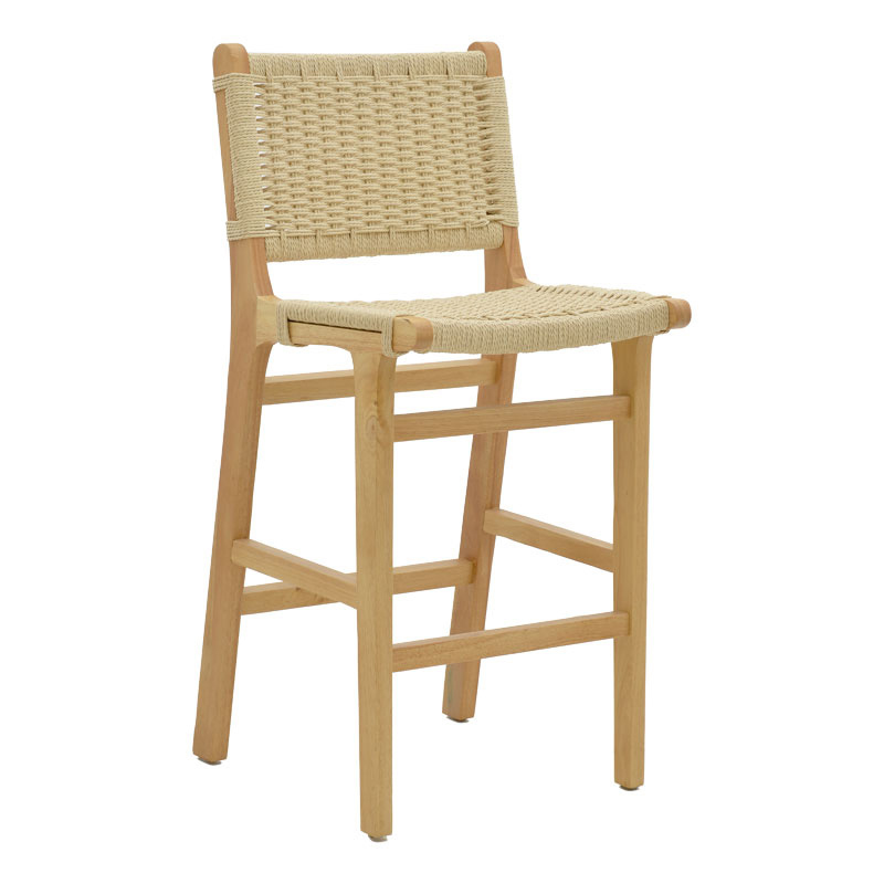 Σκαμπό μπαρ Julien pakoworld rubberwood φυσικό-έδρα φυσικό σχοινί 45x46x95εκ Σκαμπό μπαρ Julien rubberwood φυσικό-έδρα φυσικό σχοινί 45x46x95εκ - Image 1