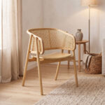 Πολυθρόνα Wenzy φυσικό Rattan - μασίφ ξύλο toon 59x58x78εκ