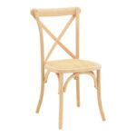 Καρέκλα Dylon στοιβαζόμενη ξύλο οξιάς-rattan άβαφη 48x52x89εκ