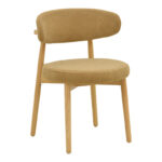 Καρέκλα Luben ύφασμα καφέ - rubberwood σε φυσική απόχρωση 53x54x79εκ