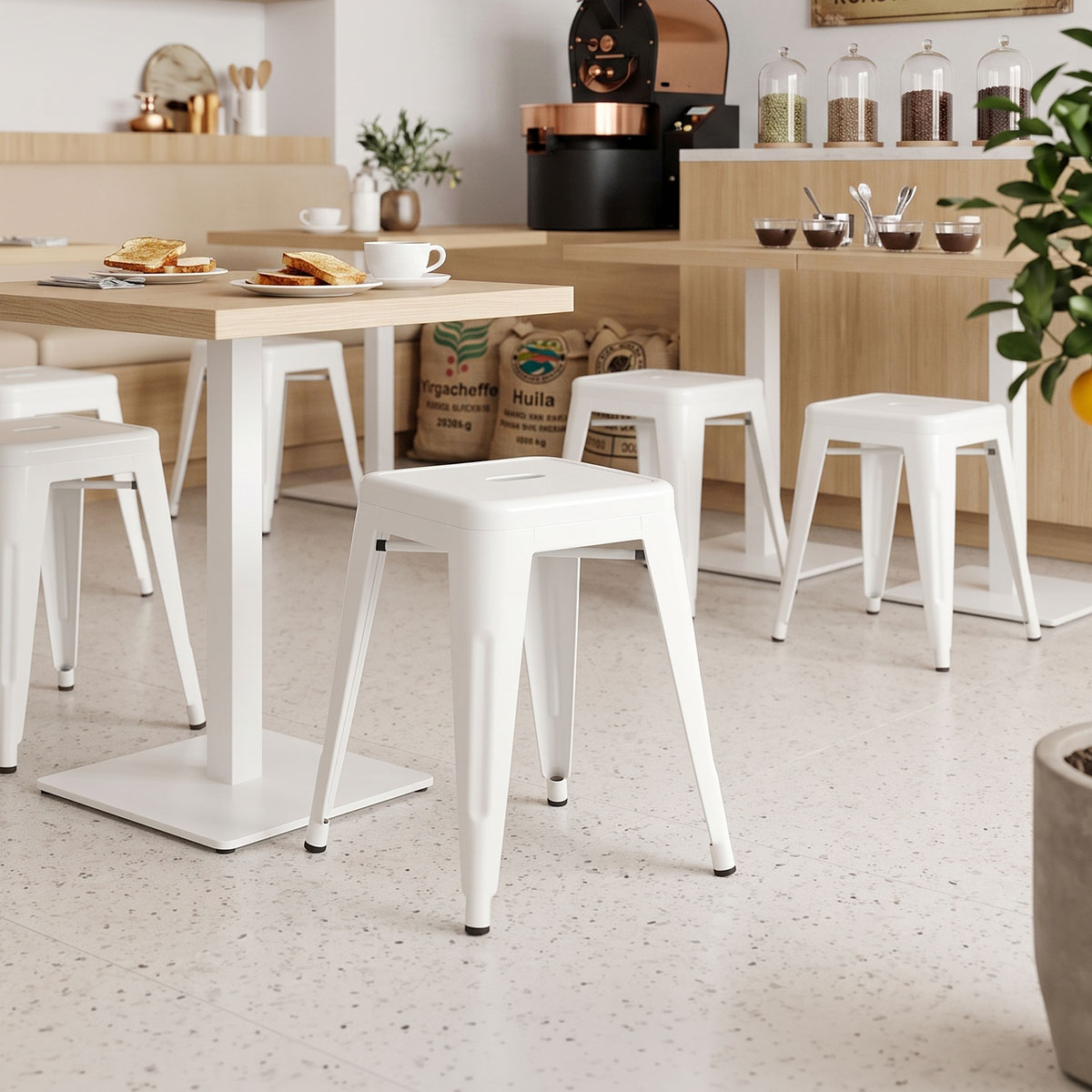 Σκαμπό Utopia pakoworld μέταλλο σε λευκή ματ απόχρωση 30x30x45εκ Σκαμπό Utopia μέταλλο σε λευκή ματ απόχρωση 30x30x45εκ - Image 1