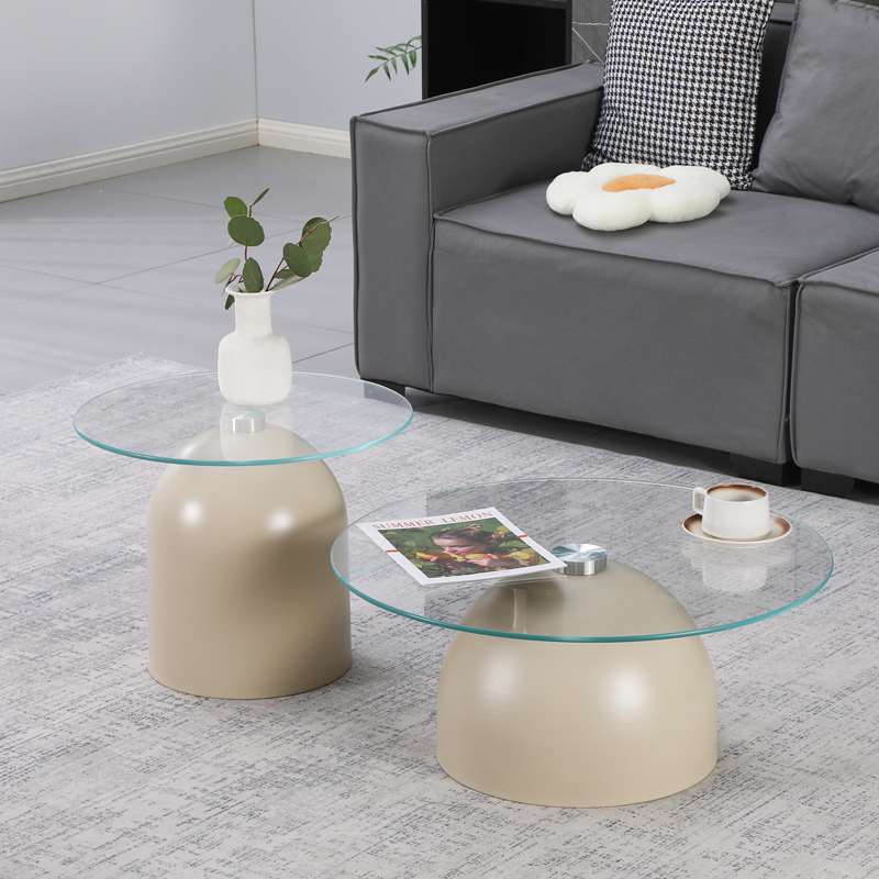 Τραπέζια σαλονιού Barel pakoworld σετ 2τεμ μέταλλο cappuccino- clear glass Τραπέζια σαλονιού Barel σετ 2τεμ μέταλλο cappuccino- clear glass - Image 1