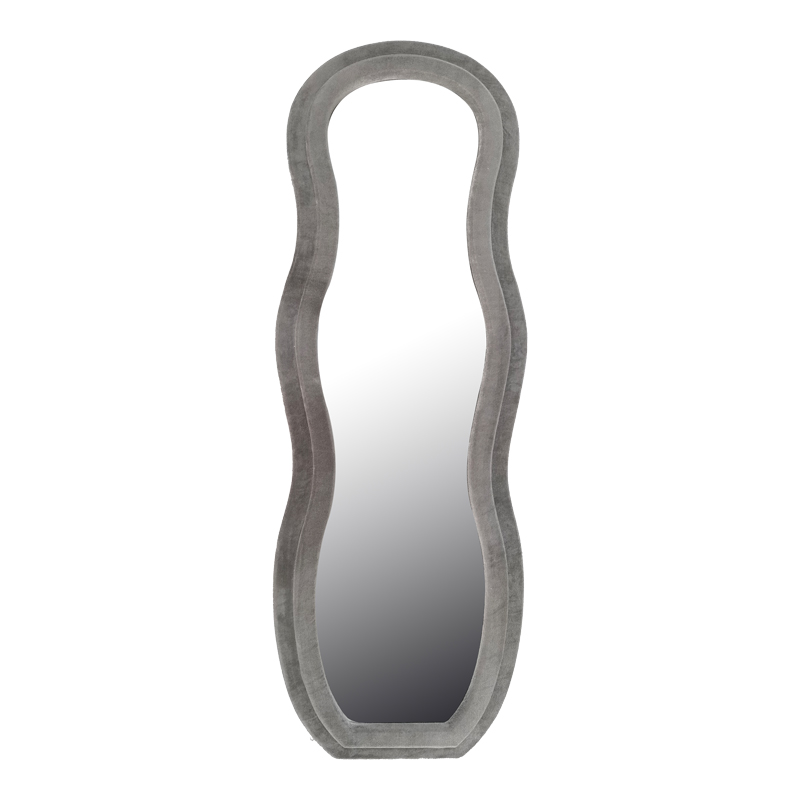 Καθρέπτης Glinde Inart βελούδο σε γκρι απόχρωση 50x3.3x150εκ Καθρέπτης Glinde Inart βελούδο σε γκρι απόχρωση 50x3.3x150εκ - Image 1