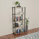 Βιβλιοθήκη Draizy oak μελαμίνης-μαύρο μέταλλο 63x30x150εκ