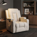 Πολυθρόνα relax με μηχανισμό massage Gessel μπεζ ύφασμα 80x90x98εκ