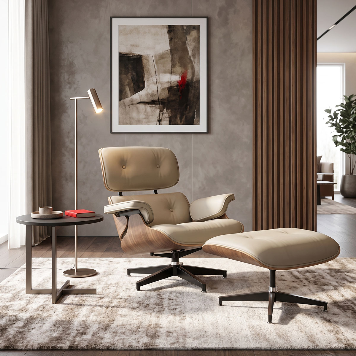 Πολυθρόνα-υποπόδιο relax Jenna pakoworld μπεζ pu- plywood καρυδί-βάση χρωμίου 82x92x82εκ Πολυθρόνα-υποπόδιο relax Jenna μπεζ pu- plywood καρυδί-βάση χρωμίου 82x92x82εκ - Image 1