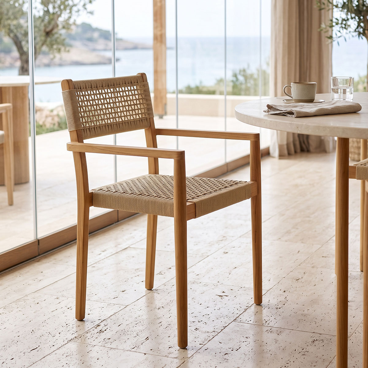 Πολυθρόνα Lengan pakoworld σκελετός teak ξύλο σε φυσική απόχρωση-μπεζ σχοινί 54x52x80εκ Πολυθρόνα Lengan σκελετός teak ξύλο σε φυσική απόχρωση-μπεζ σχοινί 54x52x80εκ - Image 1