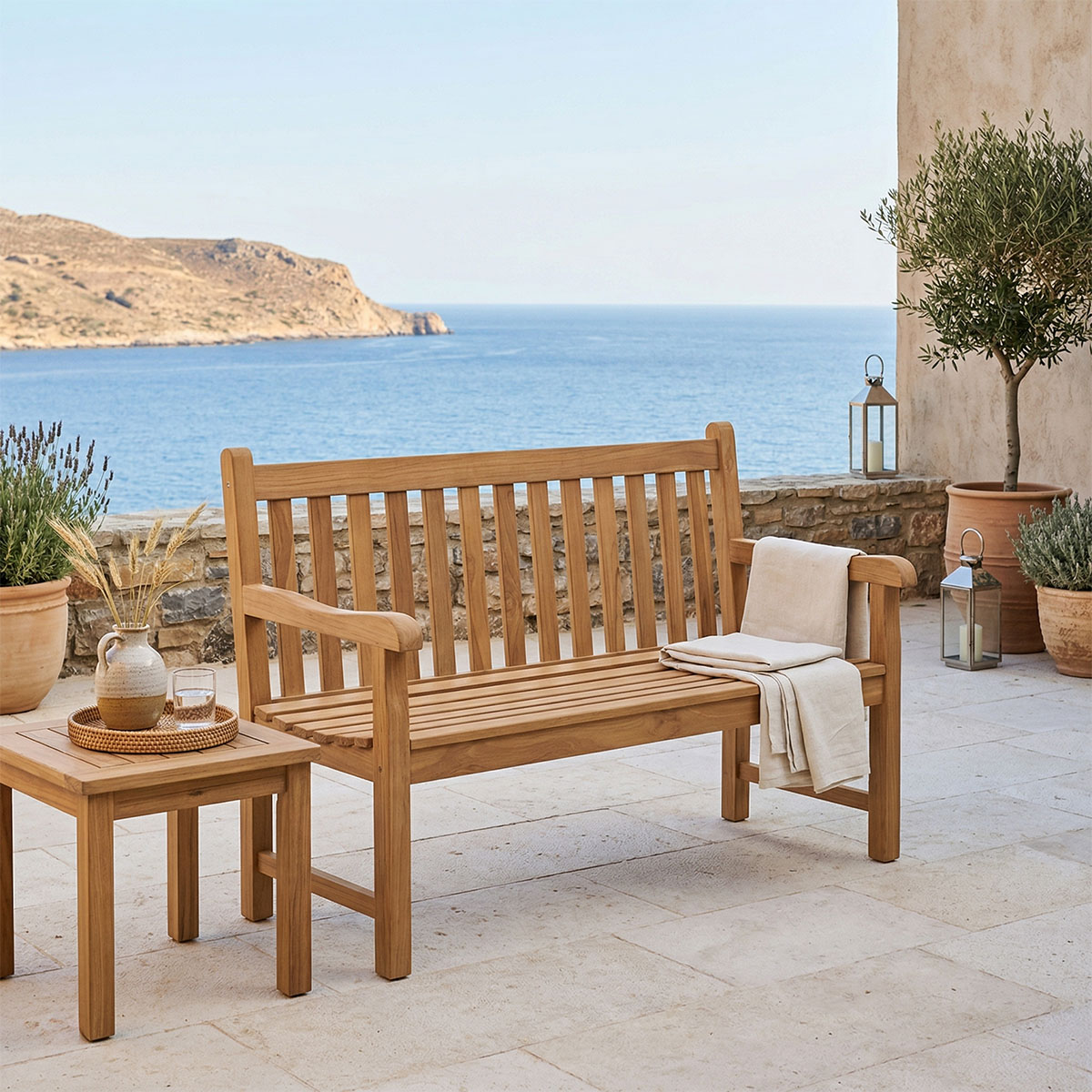 Καναπές Nat pakoworld teak ξύλο σε φυσική απόχρωση 120x57x96εκ Καναπές Nat teak ξύλο σε φυσική απόχρωση 120x57x96εκ - Image 1