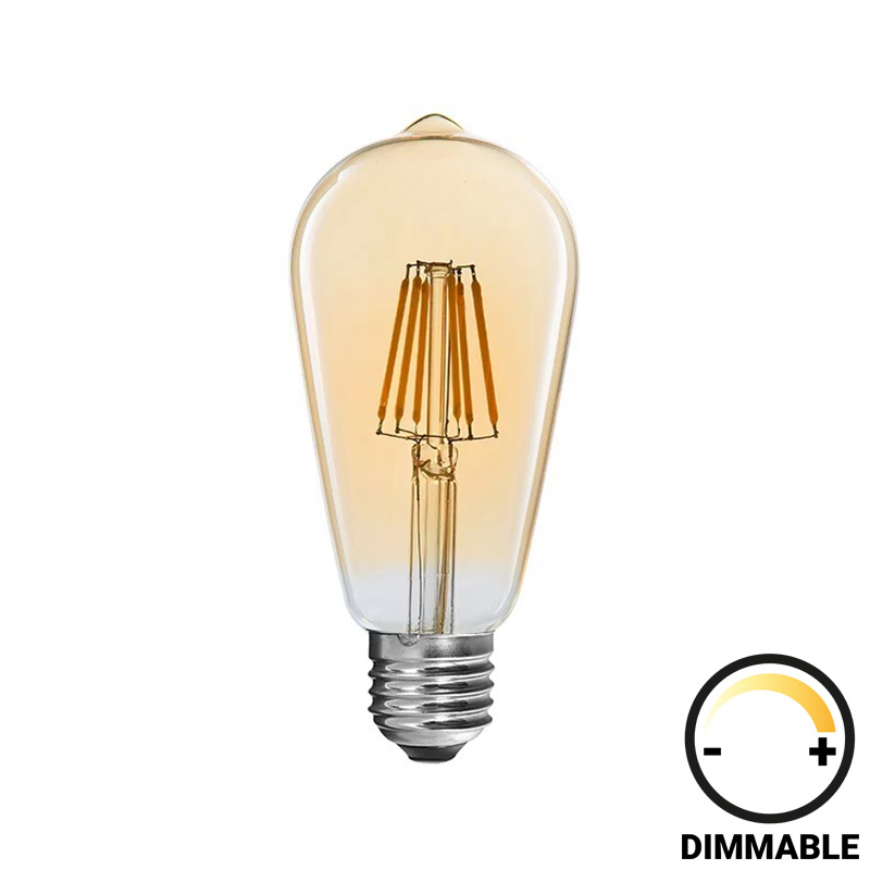 Λαμπτήρας LED ST64 Bulb pakoworld dimmable 4W E27 2700K amber Λαμπτήρας LED ST64 Bulb dimmable 4W E27 2700K amber - Image 1