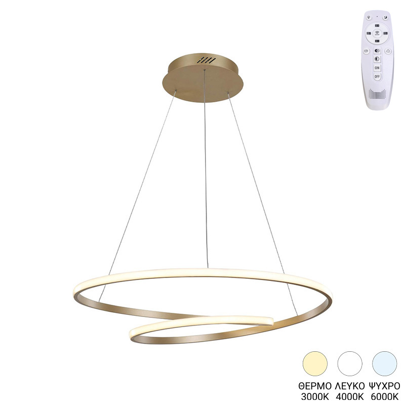 Φωτιστικό οροφής Rexon pakoworld led μέταλλο χρυσό Φ49x12εκ Φωτιστικό οροφής Rexon led μέταλλο χρυσό Φ49x12εκ - Image 1