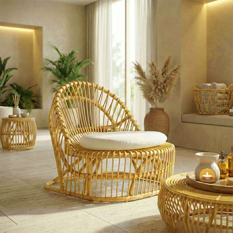 Πολυθρόνα Tromso pakoworld pe rattan σε φυσική απόχρωση με εκρού χρώμα μαξιλάρι 80x85x98εκ Πολυθρόνα Tromso pe rattan σε φυσική απόχρωση με εκρού χρώμα μαξιλάρι 80x85x98εκ - Image 1