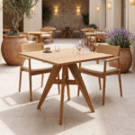 Τραπέζι Cadrada teak ξύλο σε φυσική απόχρωση 80x80x76εκ