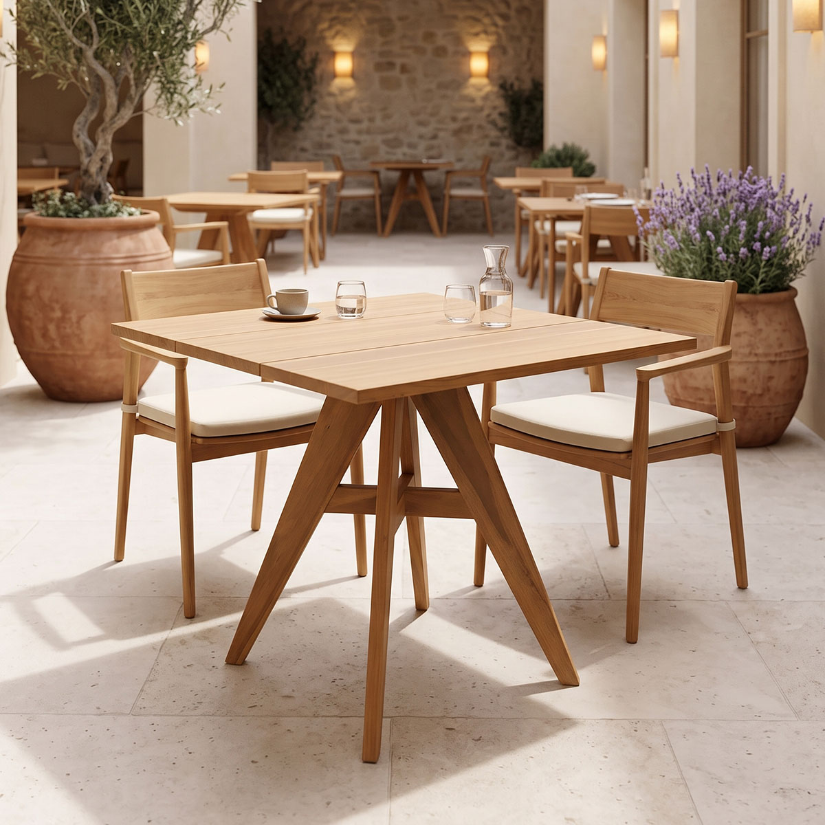 Τραπέζι Cadrada pakoworld teak ξύλο σε φυσική απόχρωση 80x80x76εκ Τραπέζι Cadrada teak ξύλο σε φυσική απόχρωση 80x80x76εκ - Image 1