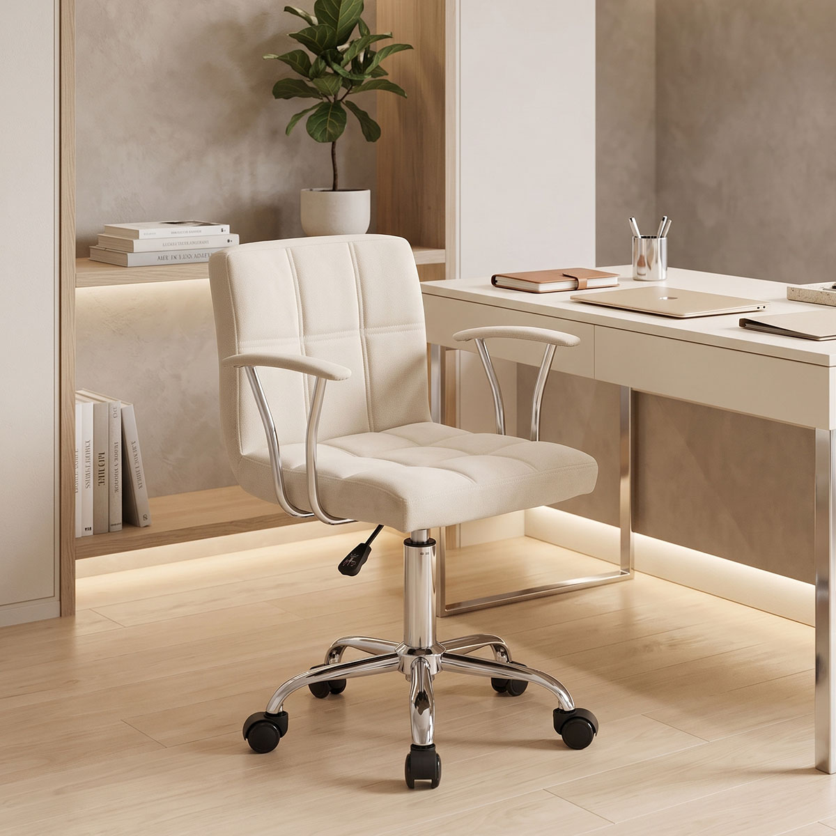 Καρέκλα γραφείου Buleco pakoworld μπεζ ύφασμα 56x46x74-86εκ Καρέκλα γραφείου Buleco μπεζ ύφασμα 56x46x74-86εκ - Image 1