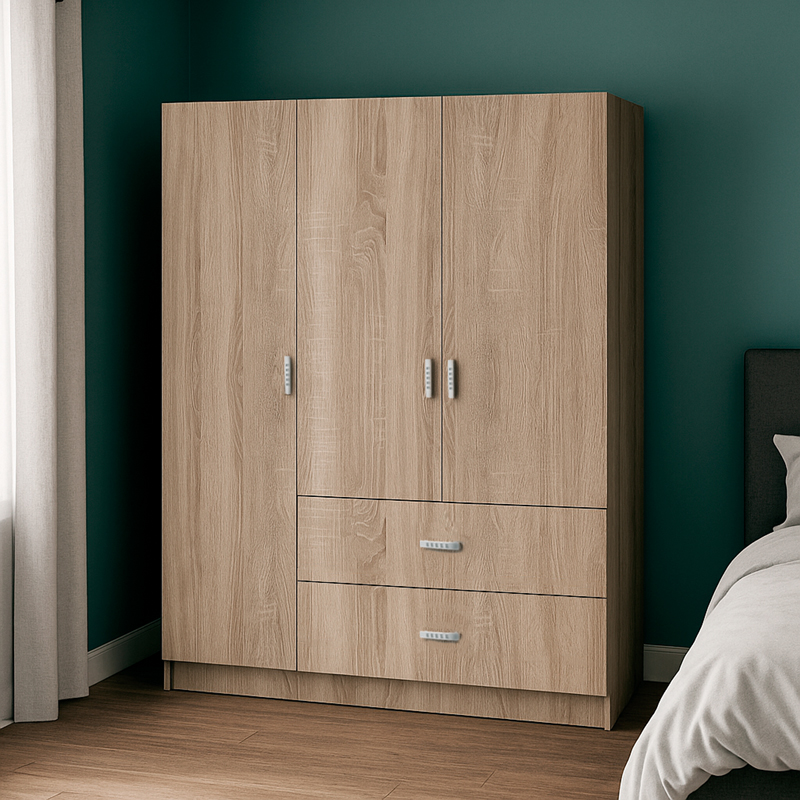 Ντουλάπα τρίφυλλη Royal pakoworld με συρτάρια sonoma 150x58x177εκ Ντουλάπα τρίφυλλη Royal με συρτάρια sonoma 150x58x177εκ - Image 1