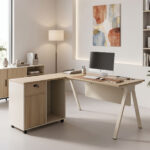 Γραφείο εργασίας επαγγελματικό αναστρέψιμο Stark γωνιακό σε oak-μπεζ απόχρωση 140x150x75εκ