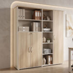 Βιβλιοθήκη γραφείου Stark σε oak-μπεζ απόχρωση 160x40x200εκ