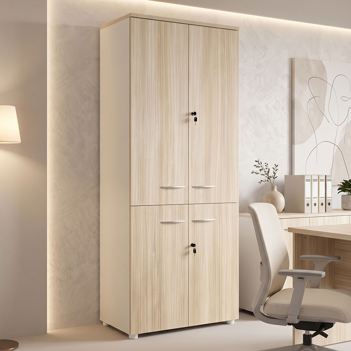 Ντουλάπα γραφείου Stark pakoworld σε oak-μπεζ 80x40x200εκ Ντουλάπα γραφείου Stark σε oak-μπεζ 80x40x200εκ - Image 1