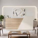 Γραφείο reception Stark σε oak-μπεζ απόχρωση 180x60x105εκ